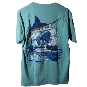 Guy Harvey Original Swordfish Pocket Tee Aqua SZ M